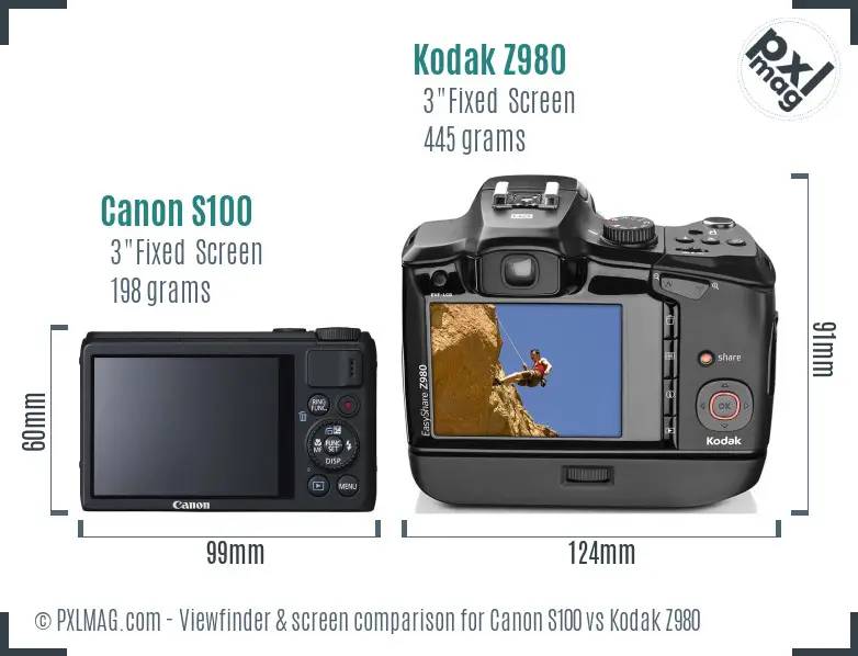 Canon S100 vs Kodak Z980 Screen and Viewfinder comparison Canon S100 vs Kodak Z980 Screen and Viewfinder comparison