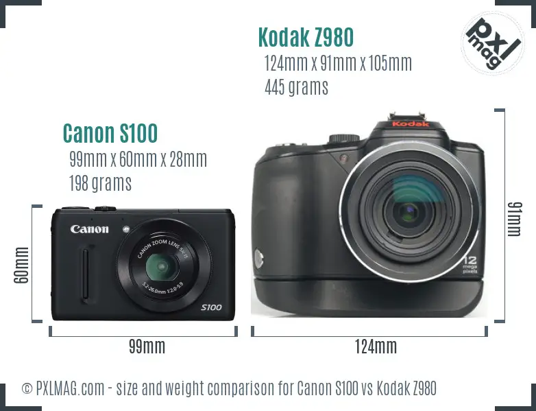 Canon S100 vs Kodak Z980 size comparison Canon S100 vs Kodak Z980 size comparison