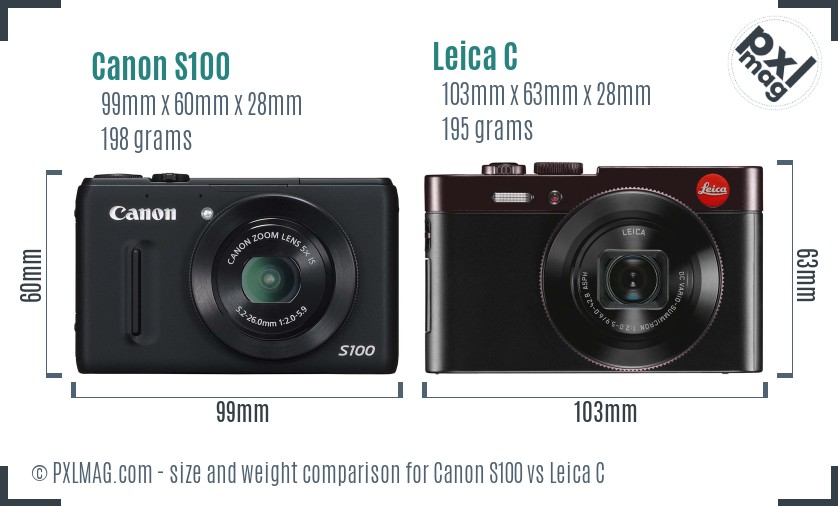 Canon S100 vs Leica C size comparison