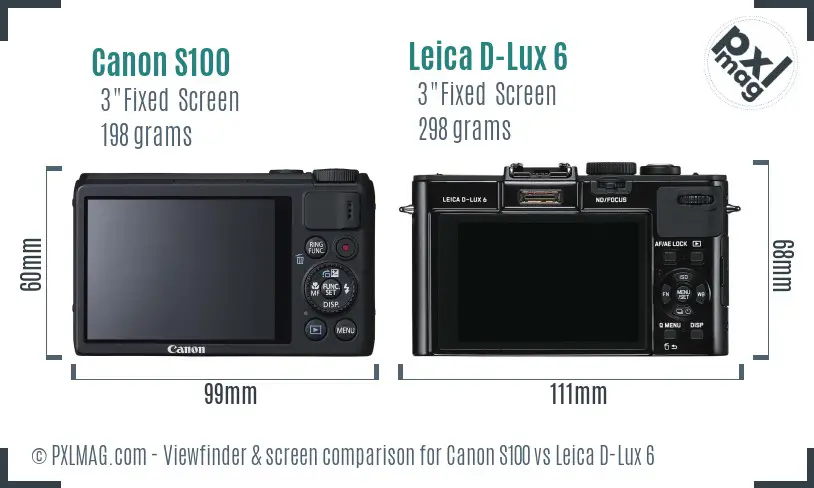 Canon S100 vs Leica D-Lux 6 Screen and Viewfinder comparison