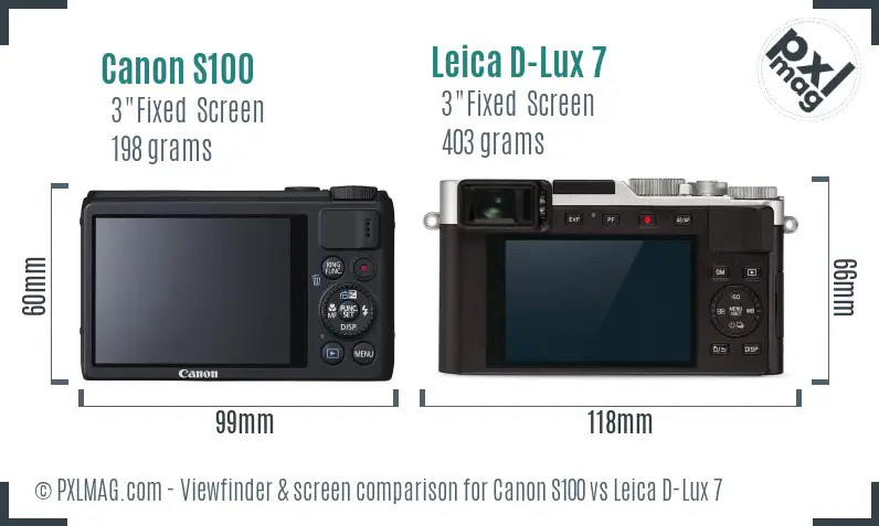 Canon S100 vs Leica D-Lux 7 Screen and Viewfinder comparison Canon S100 vs Leica D-Lux 7 Screen and Viewfinder comparison
