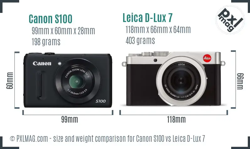 Canon S100 vs Leica D-Lux 7 size comparison Canon S100 vs Leica D-Lux 7 size comparison