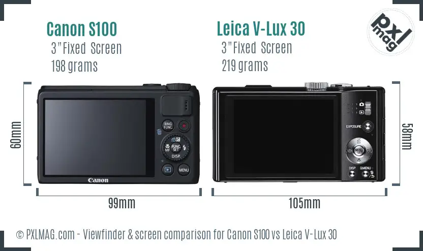 Canon S100 vs Leica V-Lux 30 Screen and Viewfinder comparison