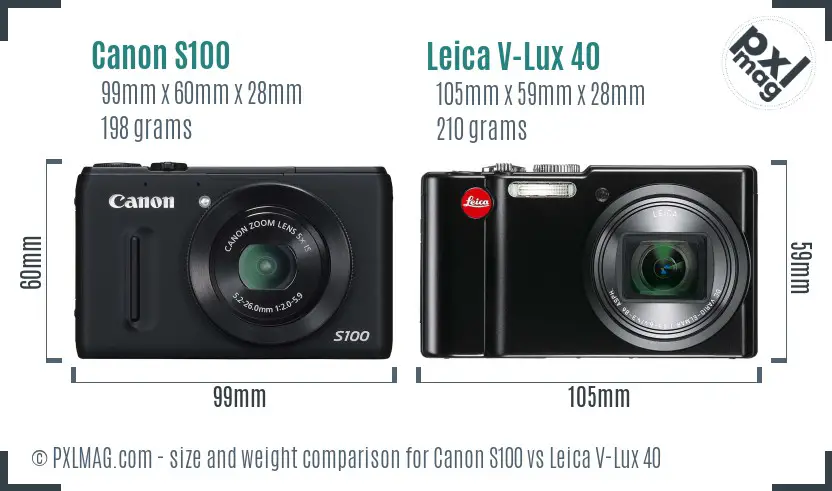 Canon S100 vs Leica V-Lux 40 size comparison Canon S100 vs Leica V-Lux 40 size comparison