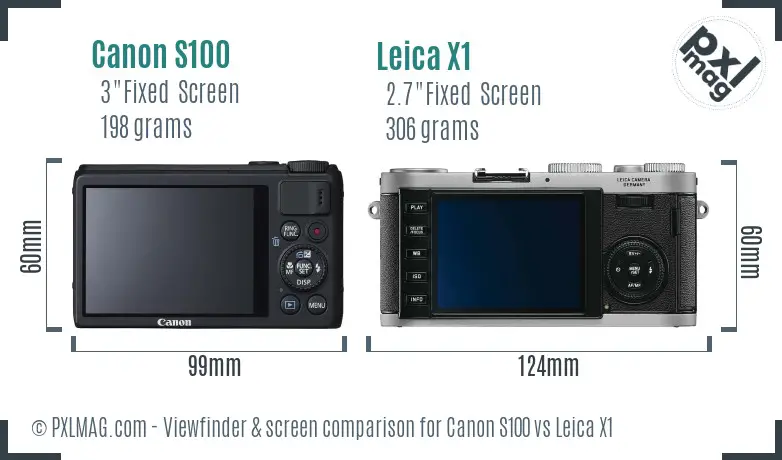 Canon S100 vs Leica X1 Screen and Viewfinder comparison