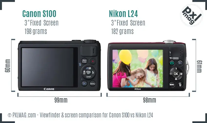 Canon S100 vs Nikon L24 Screen and Viewfinder comparison