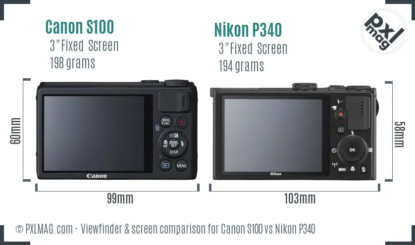 Canon S100 vs Nikon P340 Screen and Viewfinder comparison Canon S100 vs Nikon P340 Screen and Viewfinder comparison