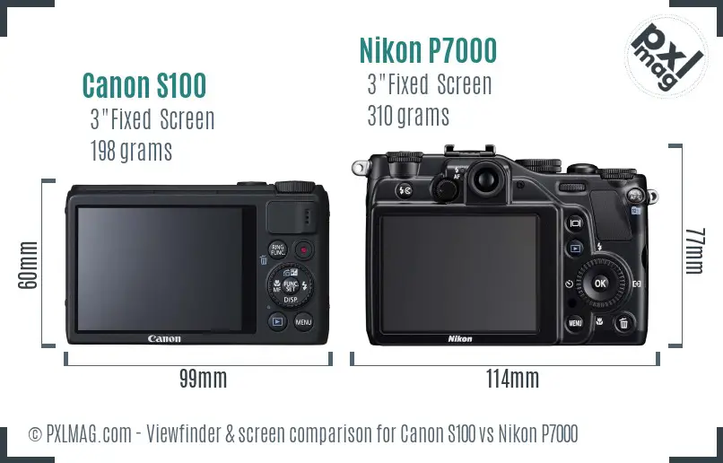 Canon S100 vs Nikon P7000 Screen and Viewfinder comparison