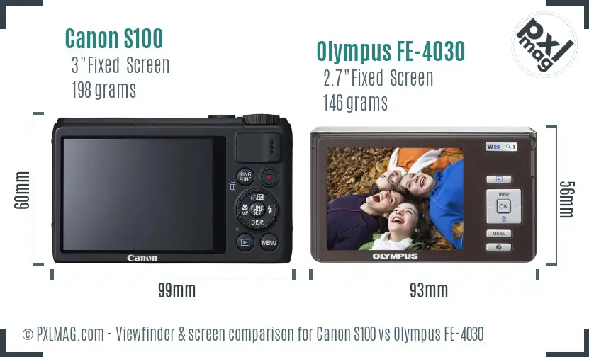 Canon S100 vs Olympus FE-4030 Screen and Viewfinder comparison Canon S100 vs Olympus FE-4030 Screen and Viewfinder comparison