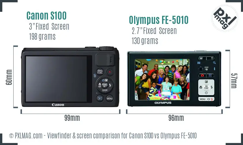 Canon S100 vs Olympus FE-5010 Screen and Viewfinder comparison Canon S100 vs Olympus FE-5010 Screen and Viewfinder comparison