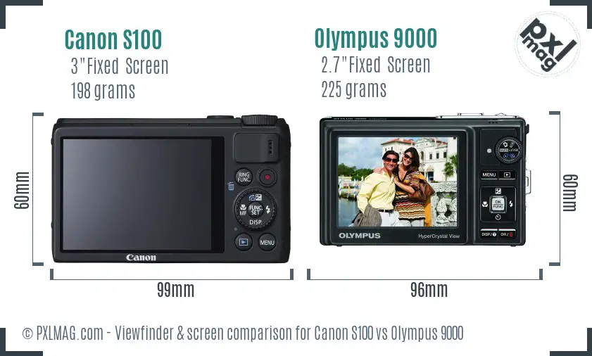 Canon S100 vs Olympus 9000 Screen and Viewfinder comparison Canon S100 vs Olympus 9000 Screen and Viewfinder comparison