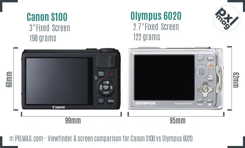 Canon S100 vs Olympus 6020 Screen and Viewfinder comparison Canon S100 vs Olympus 6020 Screen and Viewfinder comparison