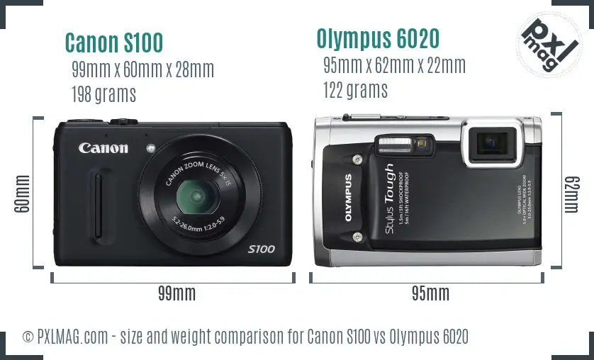 Canon S100 vs Olympus 6020 size comparison Canon S100 vs Olympus 6020 size comparison