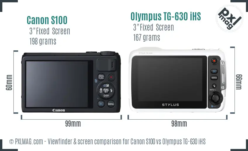 Canon S100 vs Olympus TG-630 iHS Screen and Viewfinder comparison Canon S100 vs Olympus TG-630 iHS Screen and Viewfinder comparison