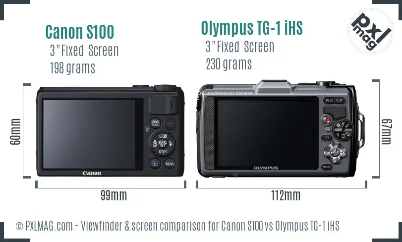 Canon S100 vs Olympus TG-1 iHS Screen and Viewfinder comparison