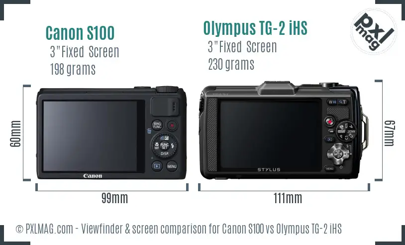 Canon S100 vs Olympus TG-2 iHS Screen and Viewfinder comparison