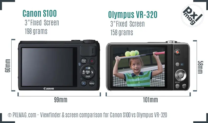 Canon S100 vs Olympus VR-320 Screen and Viewfinder comparison