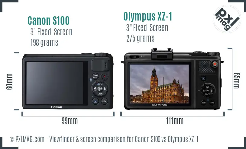 Canon S100 vs Olympus XZ-1 Screen and Viewfinder comparison Canon S100 vs Olympus XZ-1 Screen and Viewfinder comparison