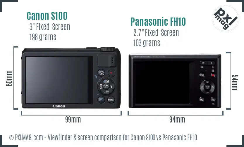 Canon S100 vs Panasonic FH10 Screen and Viewfinder comparison Canon S100 vs Panasonic FH10 Screen and Viewfinder comparison