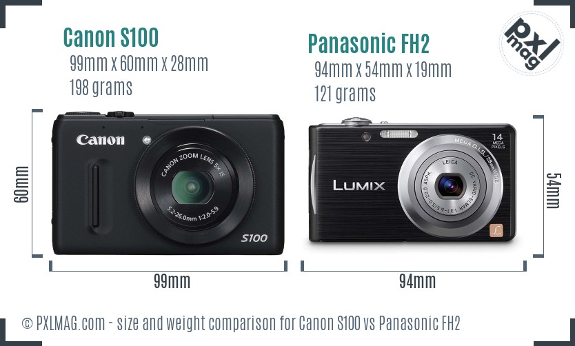 Canon S100 vs Panasonic FH2 size comparison Canon S100 vs Panasonic FH2 size comparison