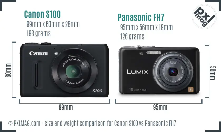 Canon S100 vs Panasonic FH7 size comparison