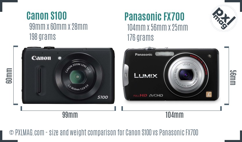 Canon S100 vs Panasonic FX700 size comparison Canon S100 vs Panasonic FX700 size comparison