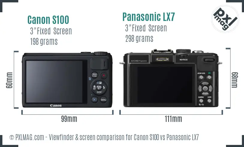 Canon S100 vs Panasonic LX7 Screen and Viewfinder comparison