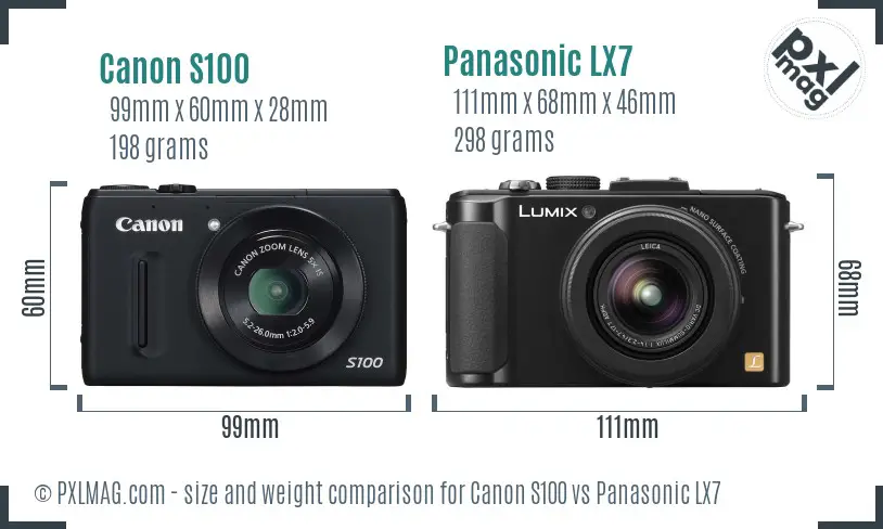 Canon S100 vs Panasonic LX7 size comparison Canon S100 vs Panasonic LX7 size comparison