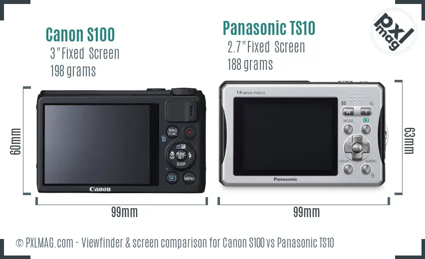 Canon S100 vs Panasonic TS10 Screen and Viewfinder comparison Canon S100 vs Panasonic TS10 Screen and Viewfinder comparison