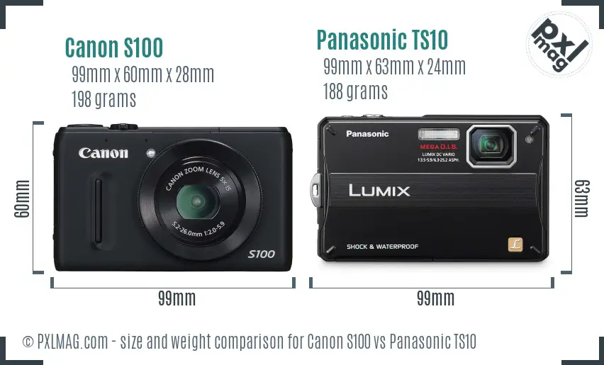 Canon S100 vs Panasonic TS10 size comparison Canon S100 vs Panasonic TS10 size comparison