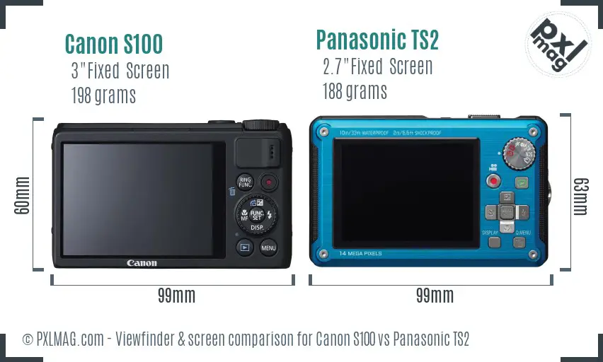 Canon S100 vs Panasonic TS2 Screen and Viewfinder comparison