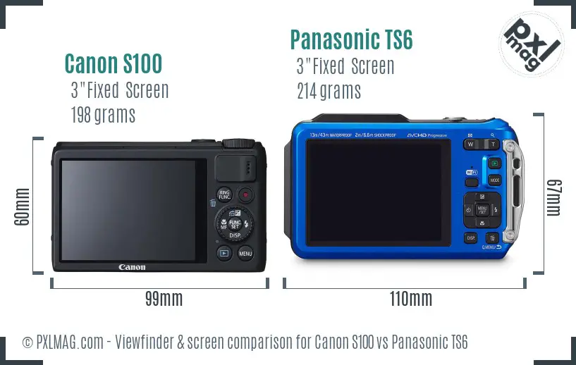 Canon S100 vs Panasonic TS6 Screen and Viewfinder comparison