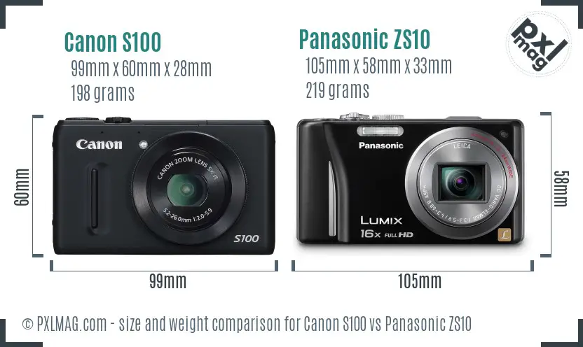 Canon S100 vs Panasonic ZS10 size comparison Canon S100 vs Panasonic ZS10 size comparison