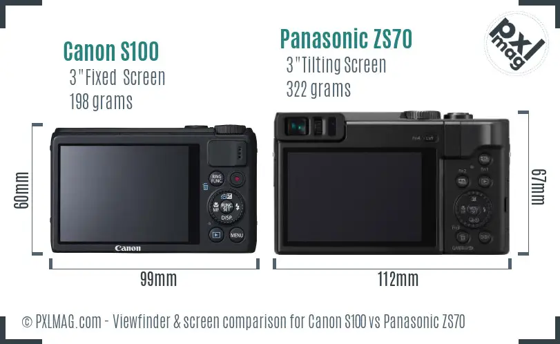 Canon S100 vs Panasonic ZS70 Screen and Viewfinder comparison Canon S100 vs Panasonic ZS70 Screen and Viewfinder comparison