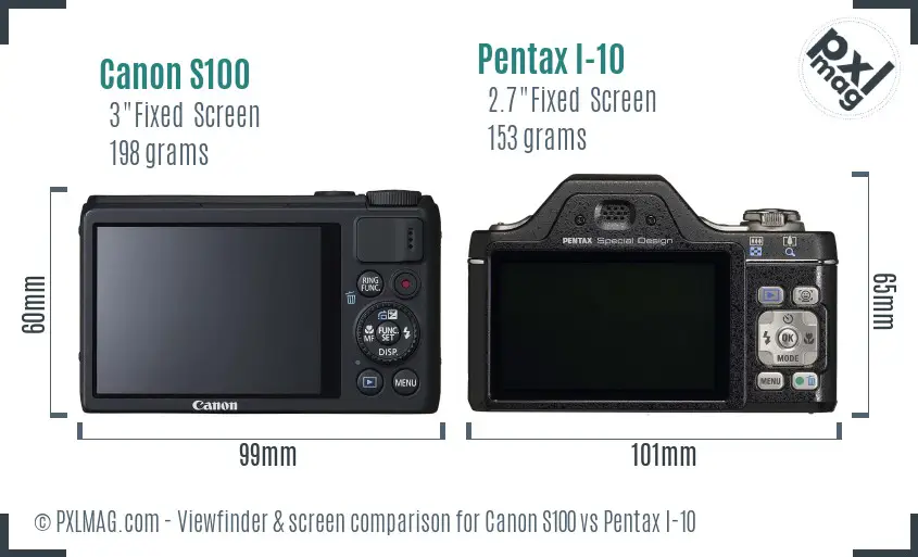 Canon S100 vs Pentax I-10 Screen and Viewfinder comparison Canon S100 vs Pentax I-10 Screen and Viewfinder comparison