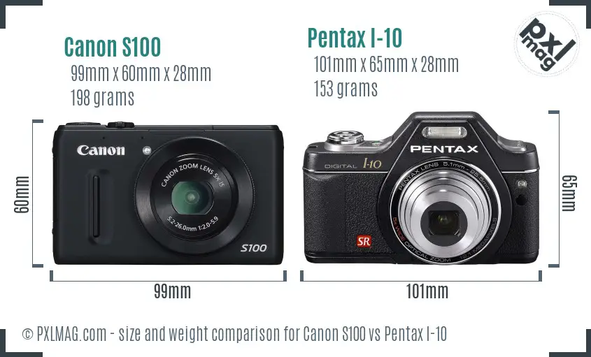 Canon S100 vs Pentax I-10 size comparison Canon S100 vs Pentax I-10 size comparison