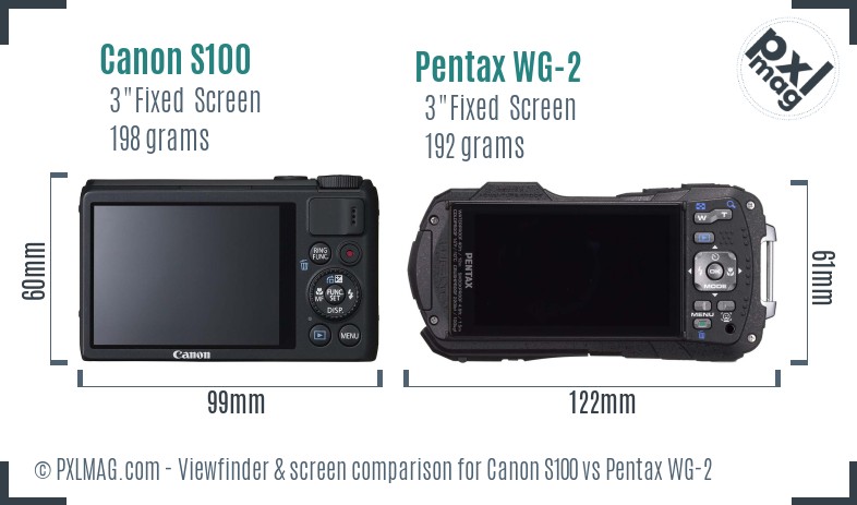 Canon S100 vs Pentax WG-2 Screen and Viewfinder comparison