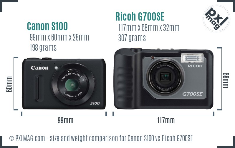 Canon S100 vs Ricoh G700SE size comparison Canon S100 vs Ricoh G700SE size comparison