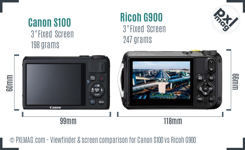 Canon S100 vs Ricoh G900 Screen and Viewfinder comparison