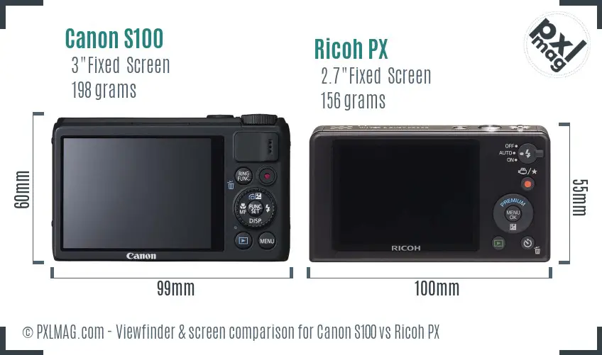 Canon S100 vs Ricoh PX Screen and Viewfinder comparison Canon S100 vs Ricoh PX Screen and Viewfinder comparison