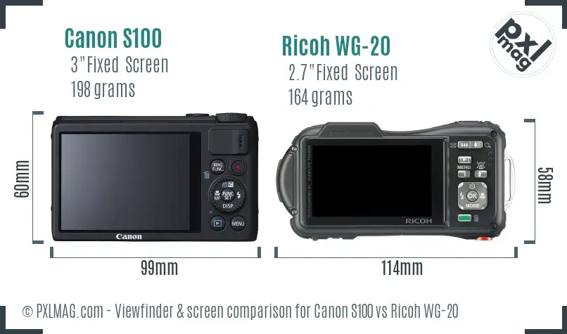 Canon S100 vs Ricoh WG-20 Screen and Viewfinder comparison