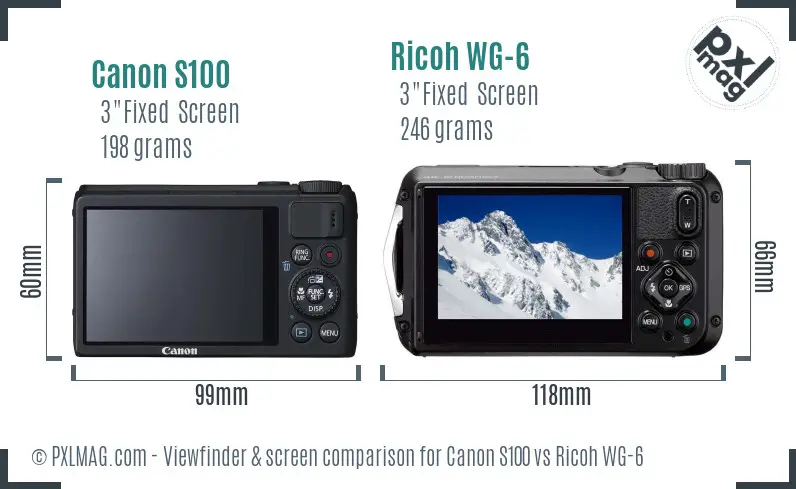 Canon S100 vs Ricoh WG-6 Screen and Viewfinder comparison Canon S100 vs Ricoh WG-6 Screen and Viewfinder comparison