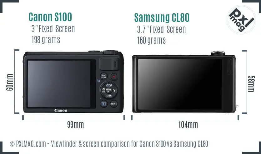 Canon S100 vs Samsung CL80 Screen and Viewfinder comparison Canon S100 vs Samsung CL80 Screen and Viewfinder comparison