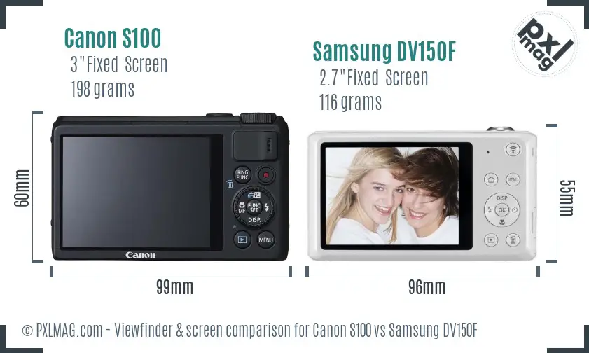 Canon S100 vs Samsung DV150F Screen and Viewfinder comparison Canon S100 vs Samsung DV150F Screen and Viewfinder comparison