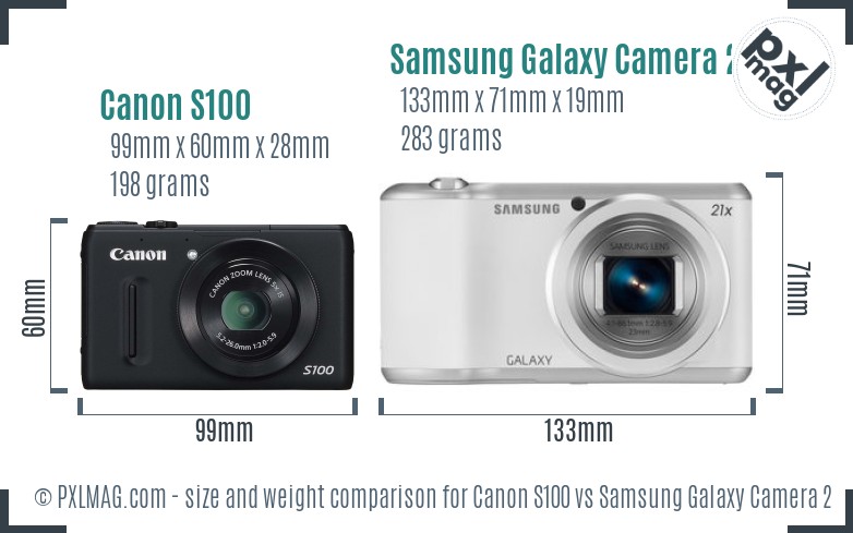 Canon S100 vs Samsung Galaxy Camera 2 size comparison Canon S100 vs Samsung Galaxy Camera 2 size comparison