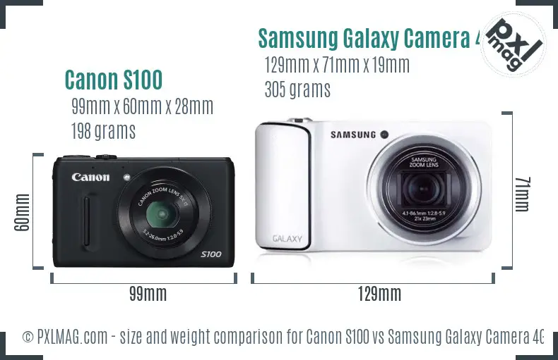 Canon S100 vs Samsung Galaxy Camera 4G size comparison Canon S100 vs Samsung Galaxy Camera 4G size comparison