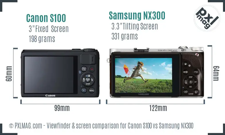 Canon S100 vs Samsung NX300 Screen and Viewfinder comparison Canon S100 vs Samsung NX300 Screen and Viewfinder comparison