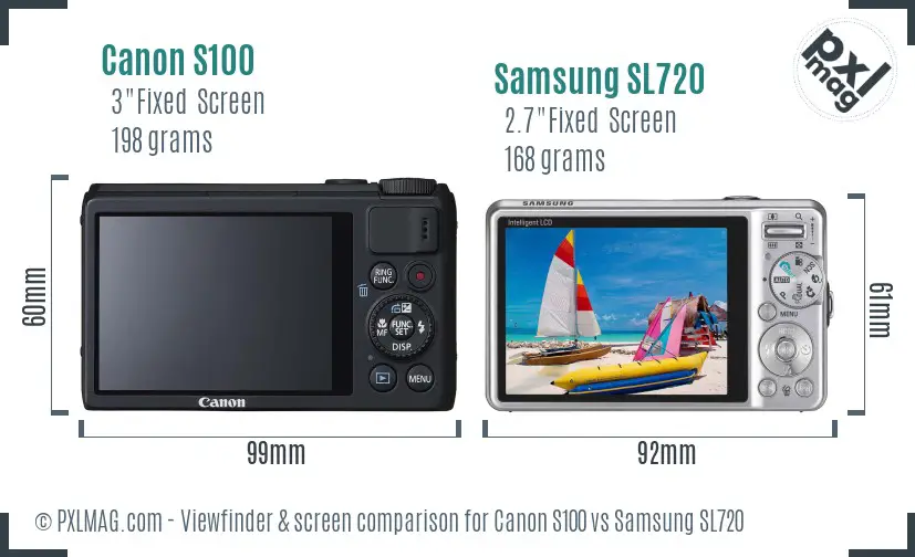 Canon S100 vs Samsung SL720 Screen and Viewfinder comparison Canon S100 vs Samsung SL720 Screen and Viewfinder comparison