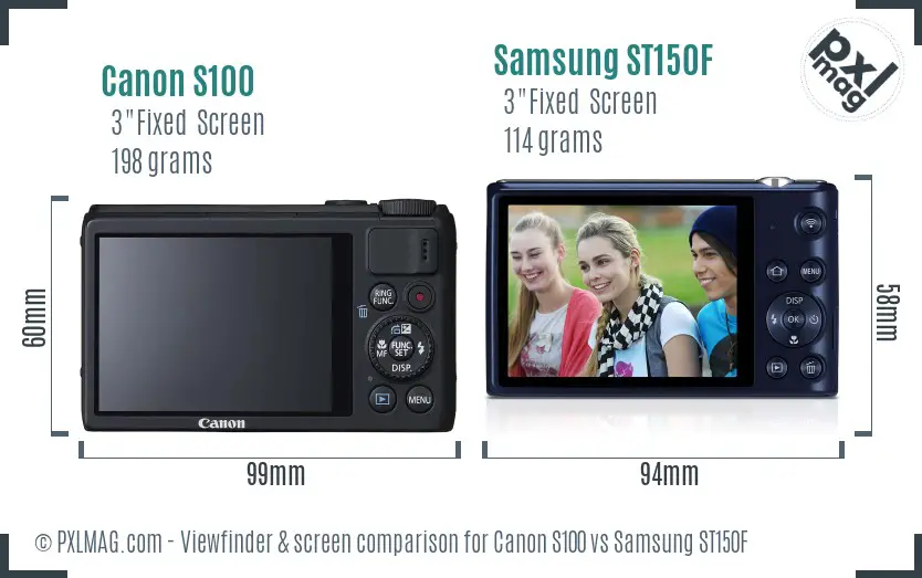 Canon S100 vs Samsung ST150F Screen and Viewfinder comparison Canon S100 vs Samsung ST150F Screen and Viewfinder comparison