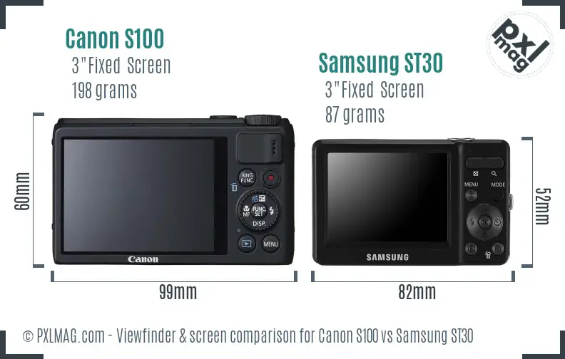 Canon S100 vs Samsung ST30 Screen and Viewfinder comparison Canon S100 vs Samsung ST30 Screen and Viewfinder comparison